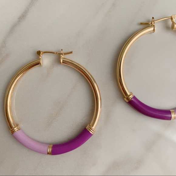 Enamel Tube Hoops | 18k Gold Filled - Picture 2 of 7